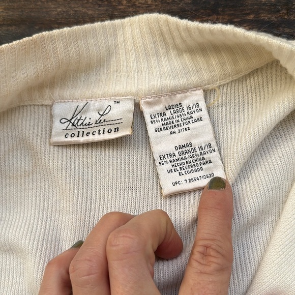 Vintage Kathi lee collection ivory rhinestone zipper sweater extra large 16/18 - Picture 5 of 9
